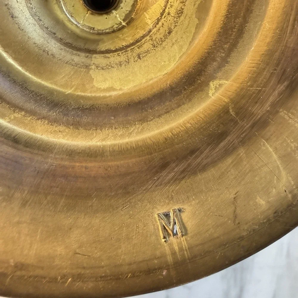 Vtg 80s Solid Brass Large Chamberstick Candle Holder Swirl Handle Maitland-Smith